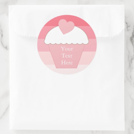 Roze Cupcake Ombre Ronde Sticker (Tas)