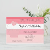 Roze Cupcake Ombre Strepen Verjaardag Kaart (Staand voorkant)