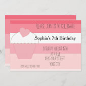 Roze Cupcake Ombre Strepen Verjaardag Kaart (Voorkant / Achterkant)