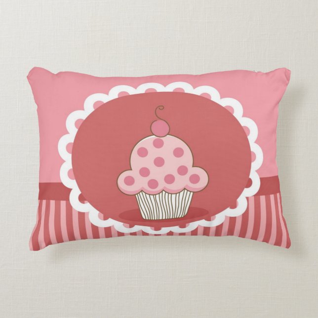 Roze cupcake-ontwerp accent kussen (Voorkant)