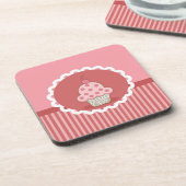 Roze cupcake-ontwerp bier onderzetter (Linkerzijde)