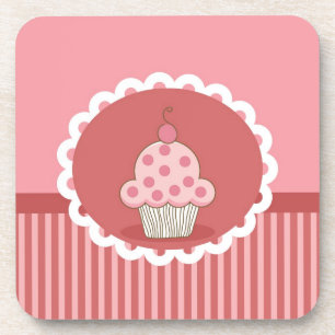 Roze cupcake-ontwerp bier onderzetter