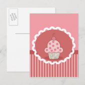 Roze cupcake-ontwerp briefkaart (Voorkant / Achterkant)