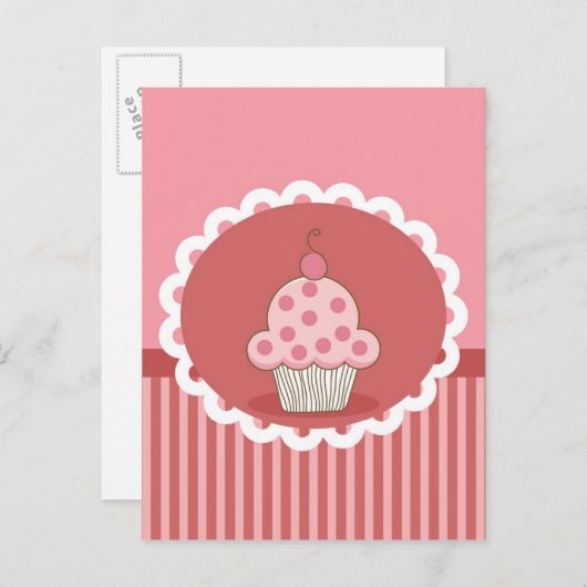 Roze cupcake-ontwerp briefkaart (Voorkant / Achterkant)
