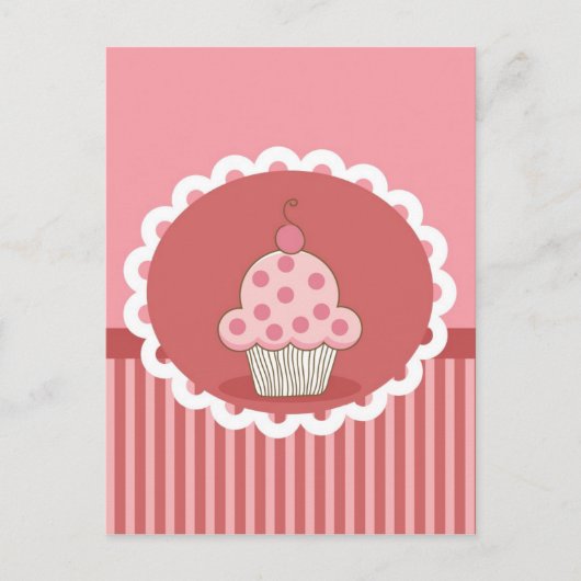Roze cupcake-ontwerp briefkaart (Voorkant)