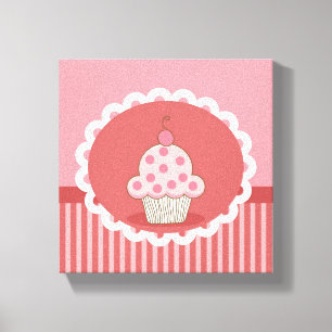 Roze cupcake-ontwerp canvas afdruk