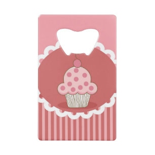 Roze cupcake-ontwerp creditkaart flessenopener
