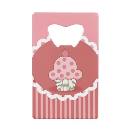Roze cupcake-ontwerp creditkaart flessenopener (Voorkant)