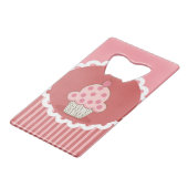 Roze cupcake-ontwerp creditkaart flessenopener (Voorkant Gekanteld)