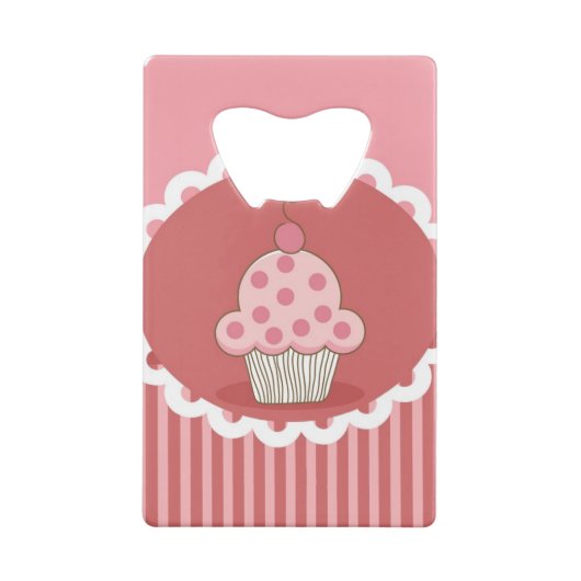 Roze cupcake-ontwerp creditkaart flessenopener (Achterkant)