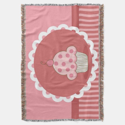 Roze cupcake-ontwerp deken (Voorkant Verticaal)