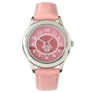 Roze cupcake-ontwerp horloge