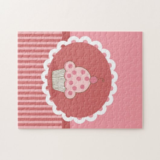 Roze cupcake-ontwerp legpuzzel (Horizontaal)