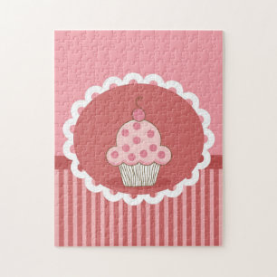 Roze cupcake-ontwerp legpuzzel
