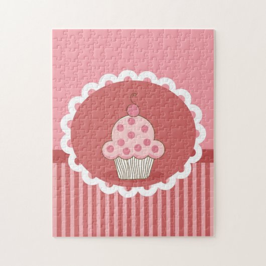 Roze cupcake-ontwerp legpuzzel (Verticaal)