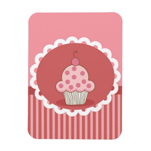 Roze cupcake-ontwerp magneet (Verticaal)