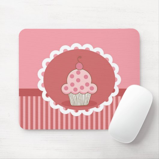 Roze cupcake-ontwerp muismat (Met muis)