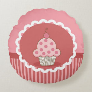 Roze cupcake-ontwerp rond kussen