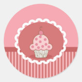 Roze cupcake-ontwerp ronde sticker (Voorkant)