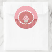 Roze cupcake-ontwerp ronde sticker (Tas)