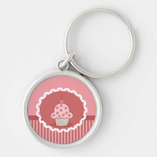 Roze cupcake-ontwerp sleutelhanger (Voorkant)