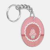 Roze cupcake-ontwerp sleutelhanger (Voorkant Links)