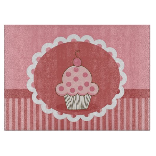 Roze cupcake-ontwerp snijplank (Voorkant)