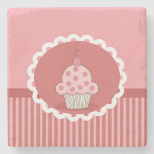 Roze cupcake-ontwerp stenen onderzetter
