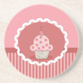 Roze cupcake-ontwerp zandsteen onderzetter (Voorkant)