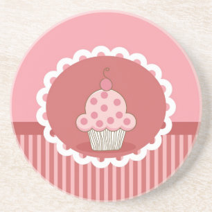 Roze cupcake-ontwerp zandsteen onderzetter