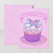 Roze Cupcake op Bord 2~ Briefkaart van de Manuscri (Voorkant / Achterkant)