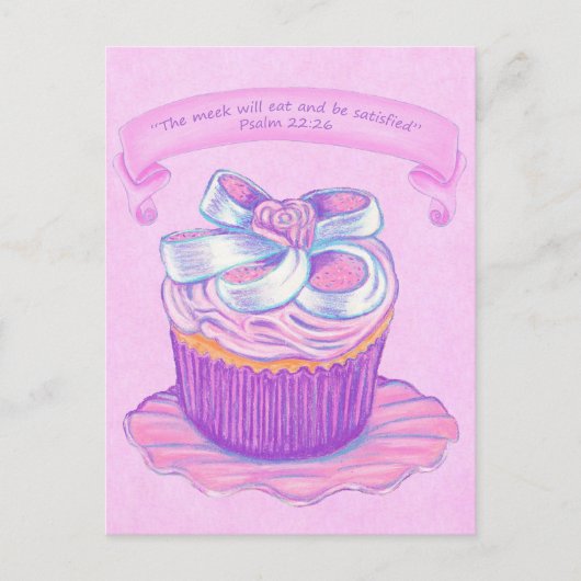 Roze Cupcake op Bord 2~ Briefkaart van de Manuscri (Voorkant)