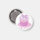 Roze Cupcake op Bord Magnet (Voorkant / Achterkant)