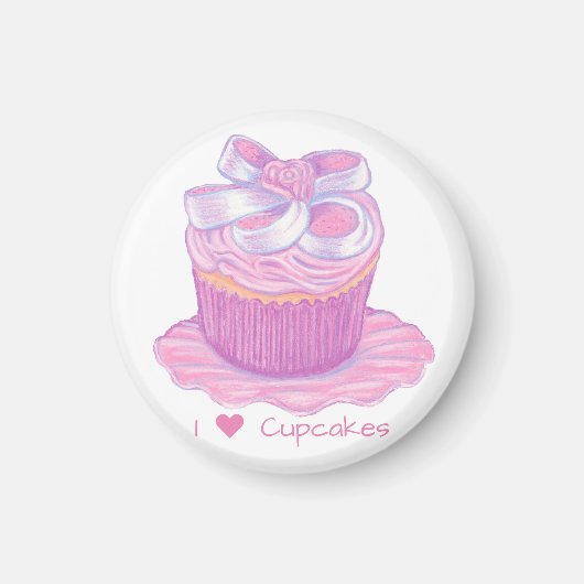 Roze Cupcake op Bord Magnet (Voorkant)