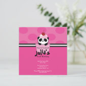 Roze Cupcake Panda Birthday Party Invitation Kaart (Staand voorkant)