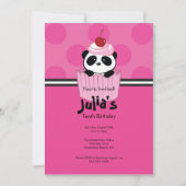 Roze Cupcake Panda Birthday Party Invitation Kaart (Voorkant)