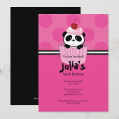 Roze Cupcake Panda Birthday Party Invitation Kaart (Voorkant / Achterkant)