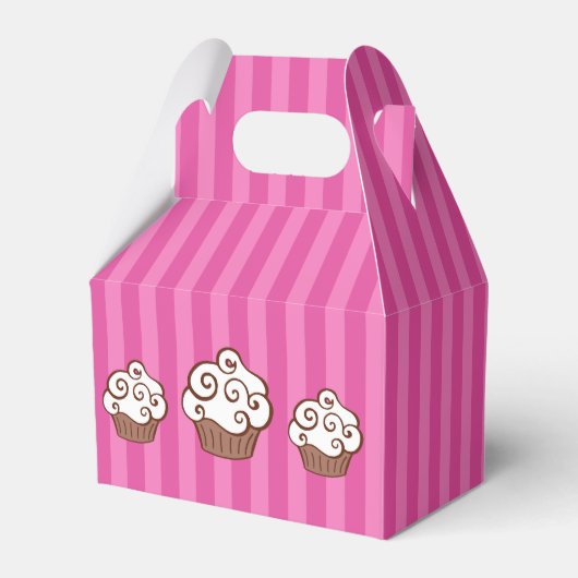 Roze Cupcake Party Favor Gift Box Bedankdoosjes (Voorkant Zijde)
