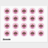 Roze Cupcake Party Favor Sticker (Vel)