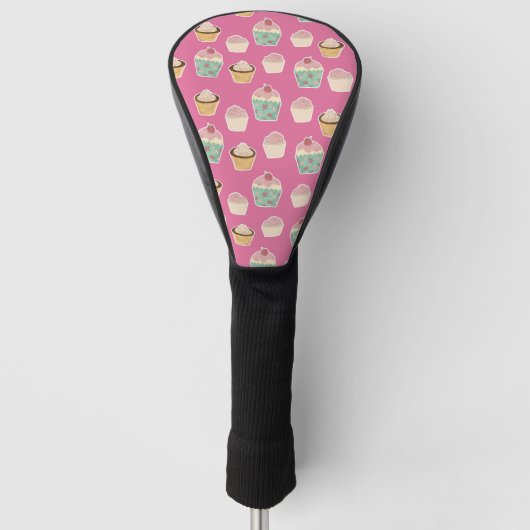 Roze Cupcake patroon Golfheadcover (Voorkant)