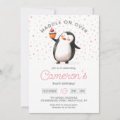 Roze Cupcake Pinguïn Celebration, kind Kaart (Voorkant)