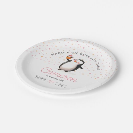 Roze cupcake pinguïn meisje birthdayPaper Bord (Gekanteld)