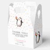 Roze cupcake pinguïn viering meisje verjaardag bedankdoosjes (Geopend)