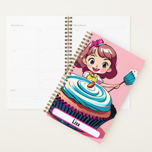 Roze cupcake Planner met diameter (Display)