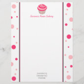 Roze Cupcake Polka Dot Letterhead Briefhoofd Ontwerp (Voorkant)