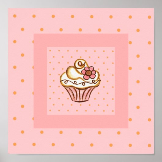 Roze Cupcake Poster Kunstprint (Voorkant)