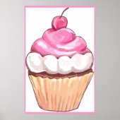 Roze cupcake-Poster — Muurontwerp keuken Poster (Voorkant)