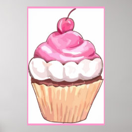 Roze cupcake-Poster — Muurontwerp keuken Poster