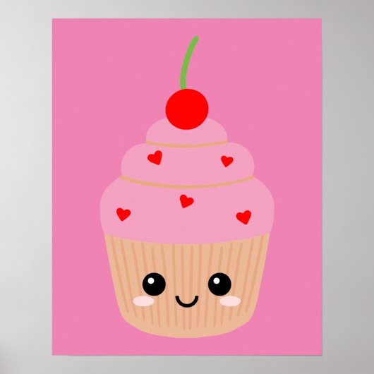 Roze Cupcake Print, Zoete Kamer Decoratie, Schatti Poster (Voorkant)