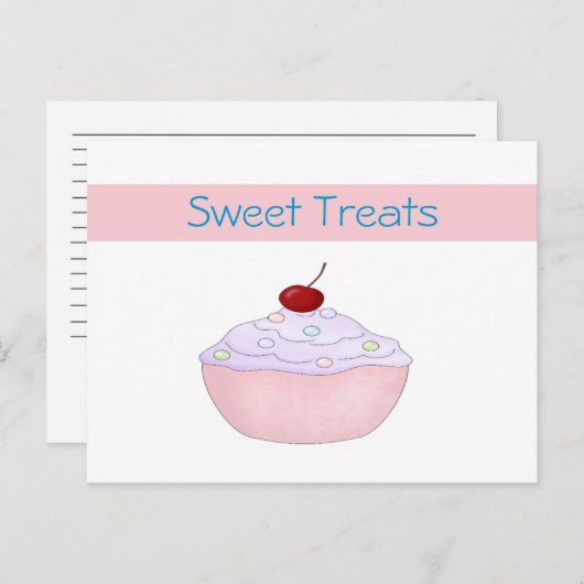 Roze cupcake Recipcard Briefkaart (Voorkant / Achterkant)